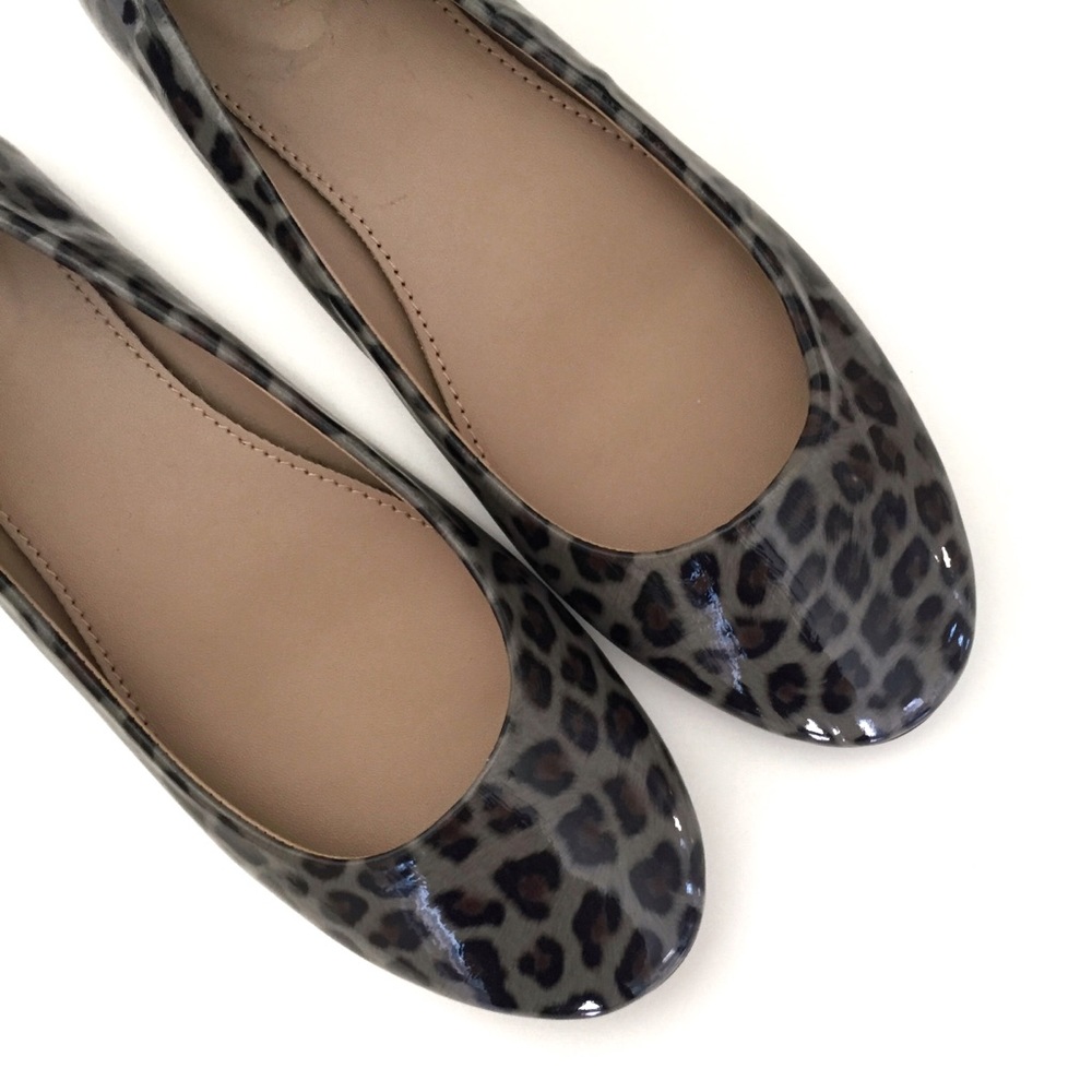 Gray Leopard Patent Ballet Flat | J.Crew Factory